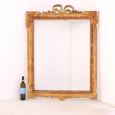 French Giltwood and Gesso Frame with Ribbon Crest C 1900 