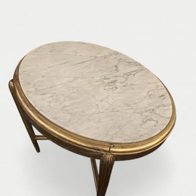 French Giltwood and Mable Oval Table in the manner of Paul Follot Circa 1920