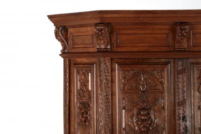 French Gothic Revival Carved Walnut Cupboard circa 1880