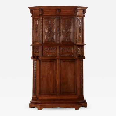 French Gothic Revival Carved Walnut Cupboard circa 1880