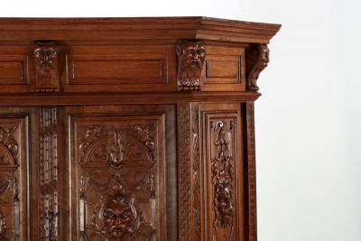 French Gothic Revival Carved Walnut Cupboard circa 1880