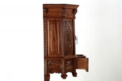 French Gothic Revival Carved Walnut Cupboard circa 1880