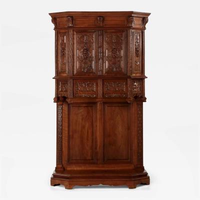 French Gothic Revival Carved Walnut Cupboard circa 1880