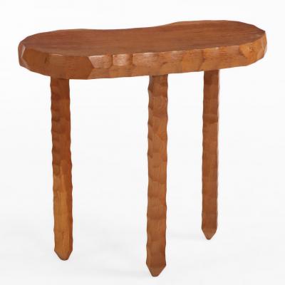French Gouge Carved Oak Side Table C 1960 
