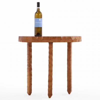 French Gouge Carved Oak Side Table C 1960 