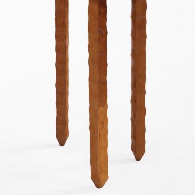 French Gouge Carved Oak Side Table C 1960 