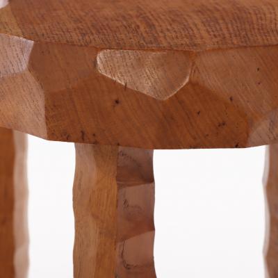 French Gouge Carved Oak Side Table C 1960 