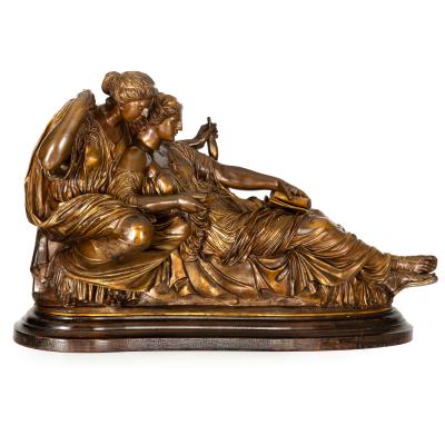 French Grand Tour Bronze Sculpture Two Fates after Jean Baptiste Clesinger