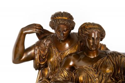 French Grand Tour Bronze Sculpture Two Fates after Jean Baptiste Clesinger