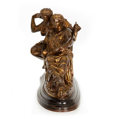 French Grand Tour Bronze Sculpture Two Fates after Jean Baptiste Clesinger
