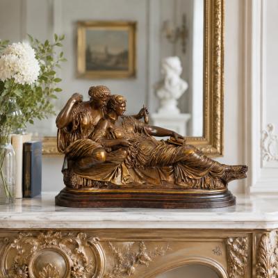 French Grand Tour Bronze Sculpture Two Fates after Jean Baptiste Clesinger