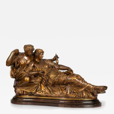 French Grand Tour Bronze Sculpture Two Fates after Jean Baptiste Clesinger