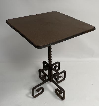 French Gueridon Table Embossed Leather Top