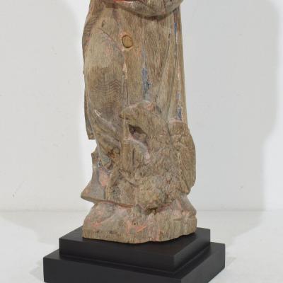 French Hand Carved Oak Statue Of Saint John The Evangelist Circa 1550 1650