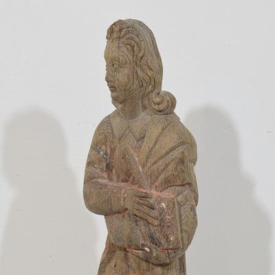 French Hand Carved Oak Statue Of Saint John The Evangelist Circa 1550 1650