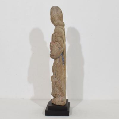 French Hand Carved Oak Statue Of Saint John The Evangelist Circa 1550 1650