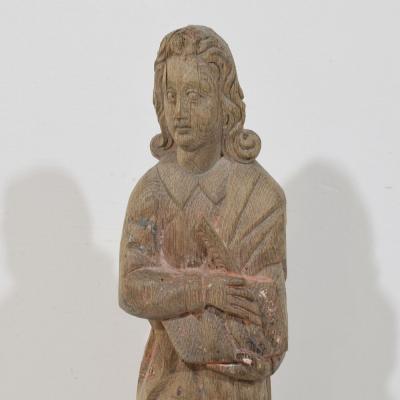 French Hand Carved Oak Statue Of Saint John The Evangelist Circa 1550 1650