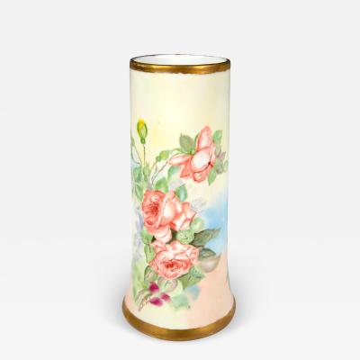 French Hand Painted Gilt Decorated Floral Details Decorative Vase