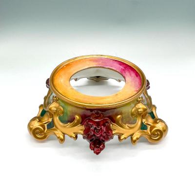French Hand Painted Gilt Limoges Porcelain Jardiniere Base