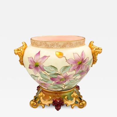 French Hand Painted Gilt Limoges Porcelain Jardiniere Base