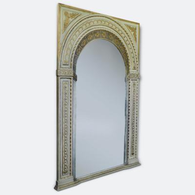 French Hand Painted Trompe LOeil Trumeau Mirror