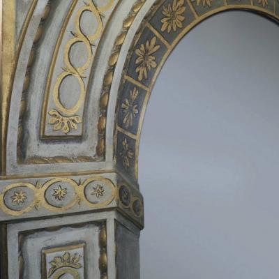 French Hand Painted Trompe LOeil Trumeau Mirror