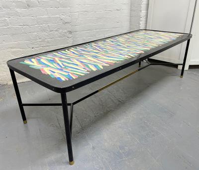 French Hand Painted and Bronze Trimmed Coffee Table