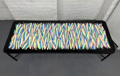 French Hand Painted and Bronze Trimmed Coffee Table
