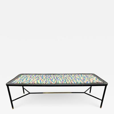 French Hand Painted and Bronze Trimmed Coffee Table