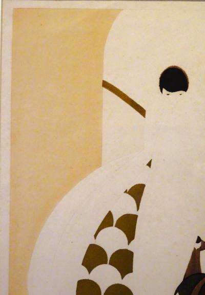 French Hand Pulled Pochoir Print Showing Fashions and People of the 1920s