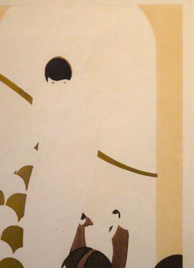 French Hand Pulled Pochoir Print Showing Fashions and People of the 1920s