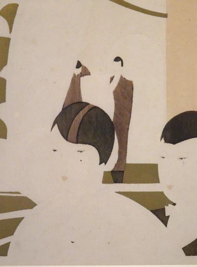 French Hand Pulled Pochoir Print Showing Fashions and People of the 1920s