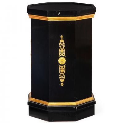 French Hollywood Regency Ebonized Pedestal Column style of Maison Jansen