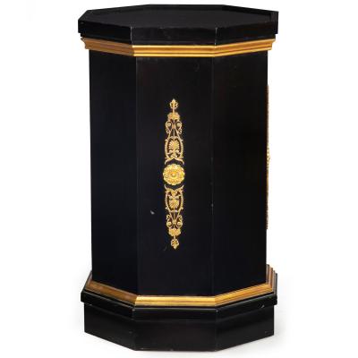 French Hollywood Regency Ebonized Pedestal Column style of Maison Jansen