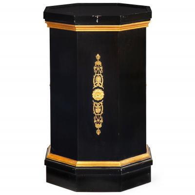 French Hollywood Regency Ebonized Pedestal Column style of Maison Jansen