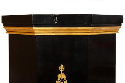 French Hollywood Regency Ebonized Pedestal Column style of Maison Jansen