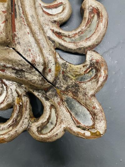 French Hollywood Regency Silver Leaf Wall Console Pier Mirror Distressed