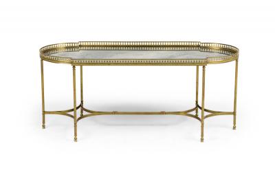 French Hollywood Regency Style Smoked Glass Coffee Table