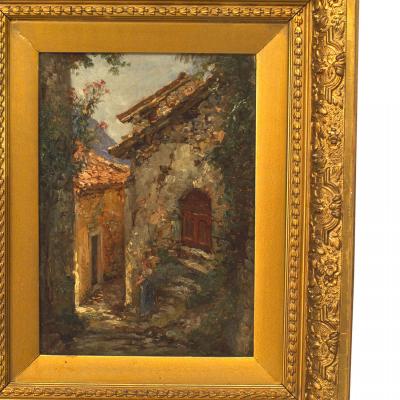 French Impressionist Oil of Cobbled Street Scene