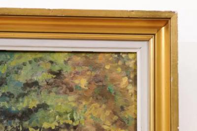 French Impressionist Style 1950s Oil on Canvas Painting Depicting a Small Church