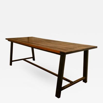 French Industrial Long Table in Mahogany and Wrought Iron