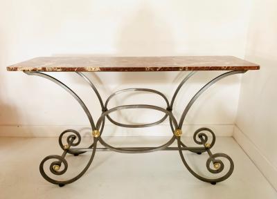 French Iron and Marble Top Console