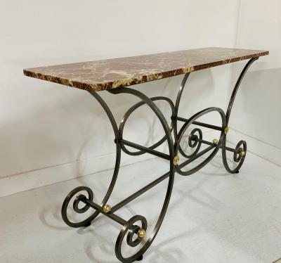 French Iron and Marble Top Console