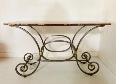 French Iron and Marble Top Console