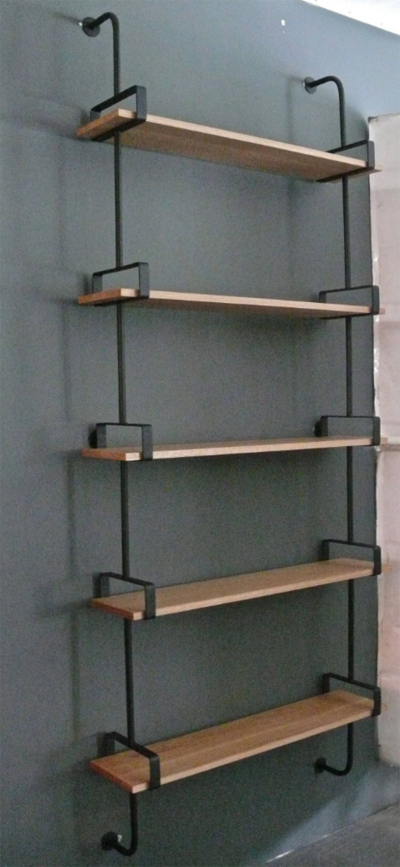 French Iron and Oak Wall Shelves