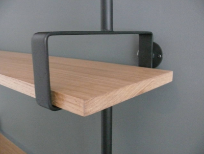 French Iron and Oak Wall Shelves