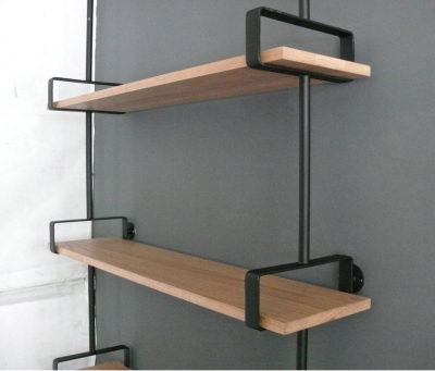French Iron and Oak Wall Shelves