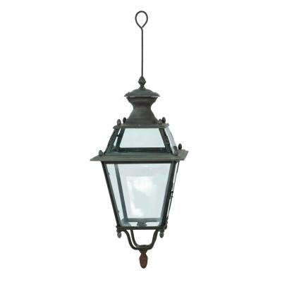 French Iron and Tole Glass Paneled Lantern