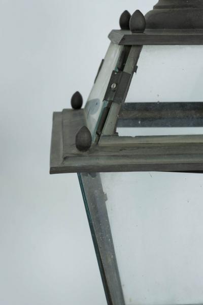 French Iron and Tole Glass Paneled Lantern