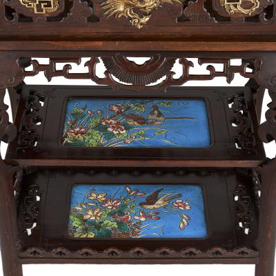 French Japonisme style gilt bronze and faience standing jardini re